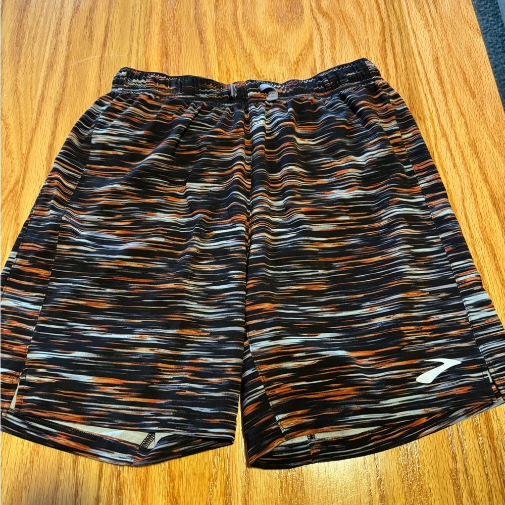 Brooks Black and Orange Athletic Shorts